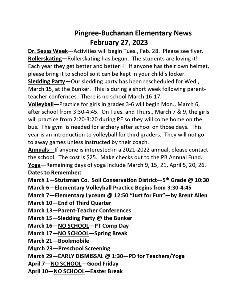 Elementary News February 27, 2023