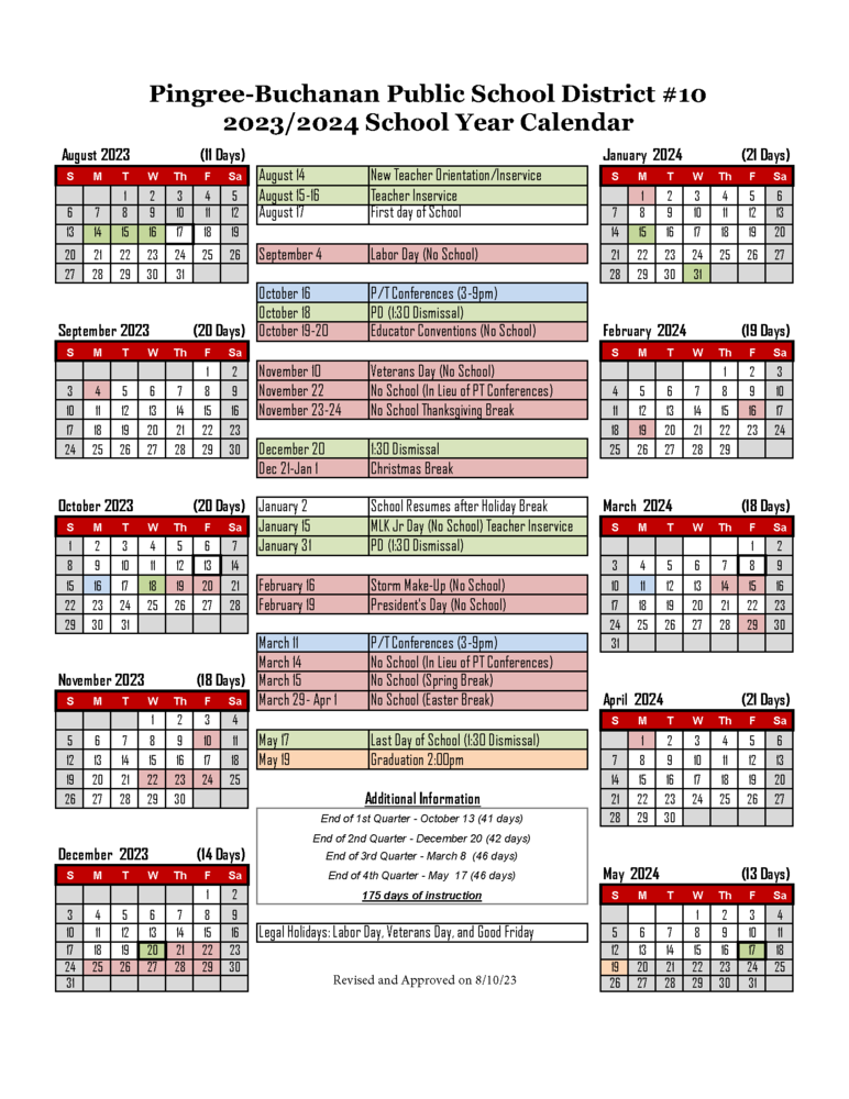 (Revised) 23-24 District Calendar